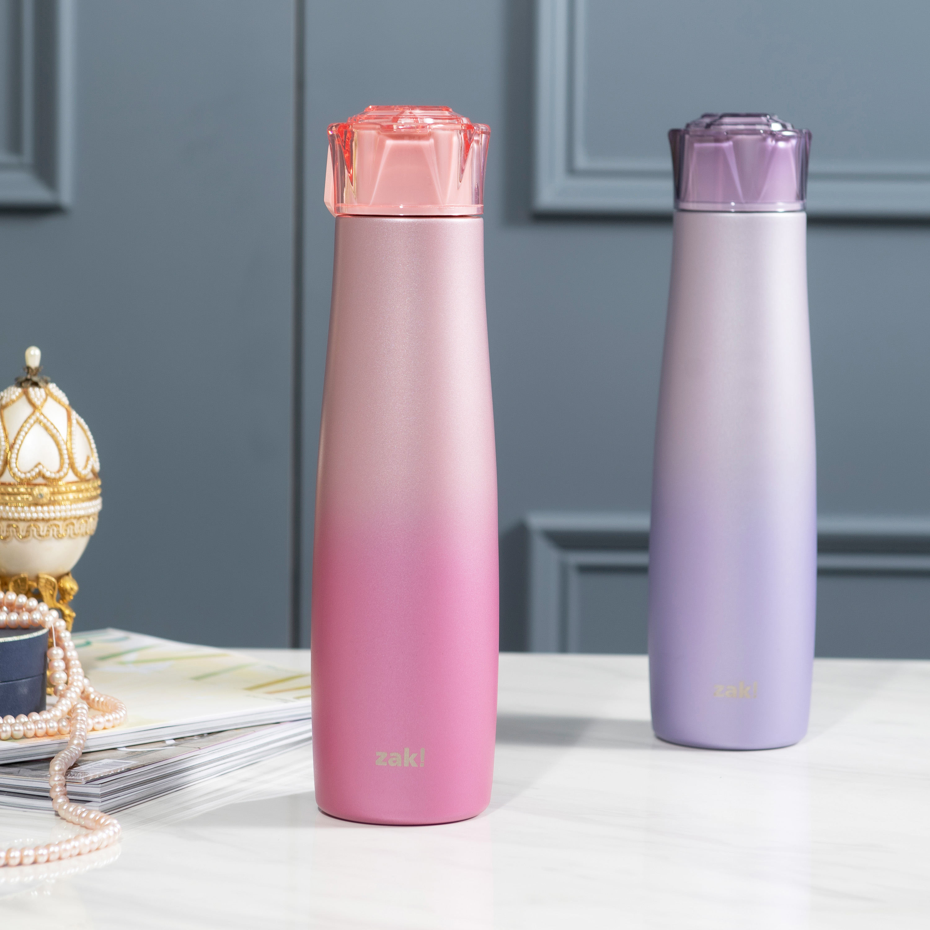 Zak Hydration 20 ounce Double Wall Vacuum Insulated Stainless Steel Water Bottle, Pink Diamond slideshow image 4 Zak Hydration 20 ounce Double Wall Vacuum Insulated Stainless Steel Water Bottle, Pink Diamond slideshow image 4