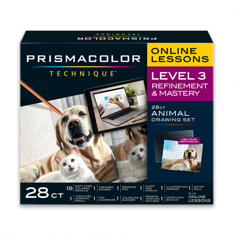 Technique, Art Supplies and Digital Art Lessons, Animal Drawings Set, Level 3, Dog, Cat & Pet Lesson, 28 Count