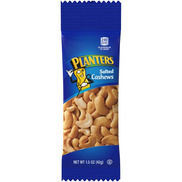 PLANTERS(r) Salted Cashews 144/1.5oz . A1C1 - Front Center In Package (Low Res)