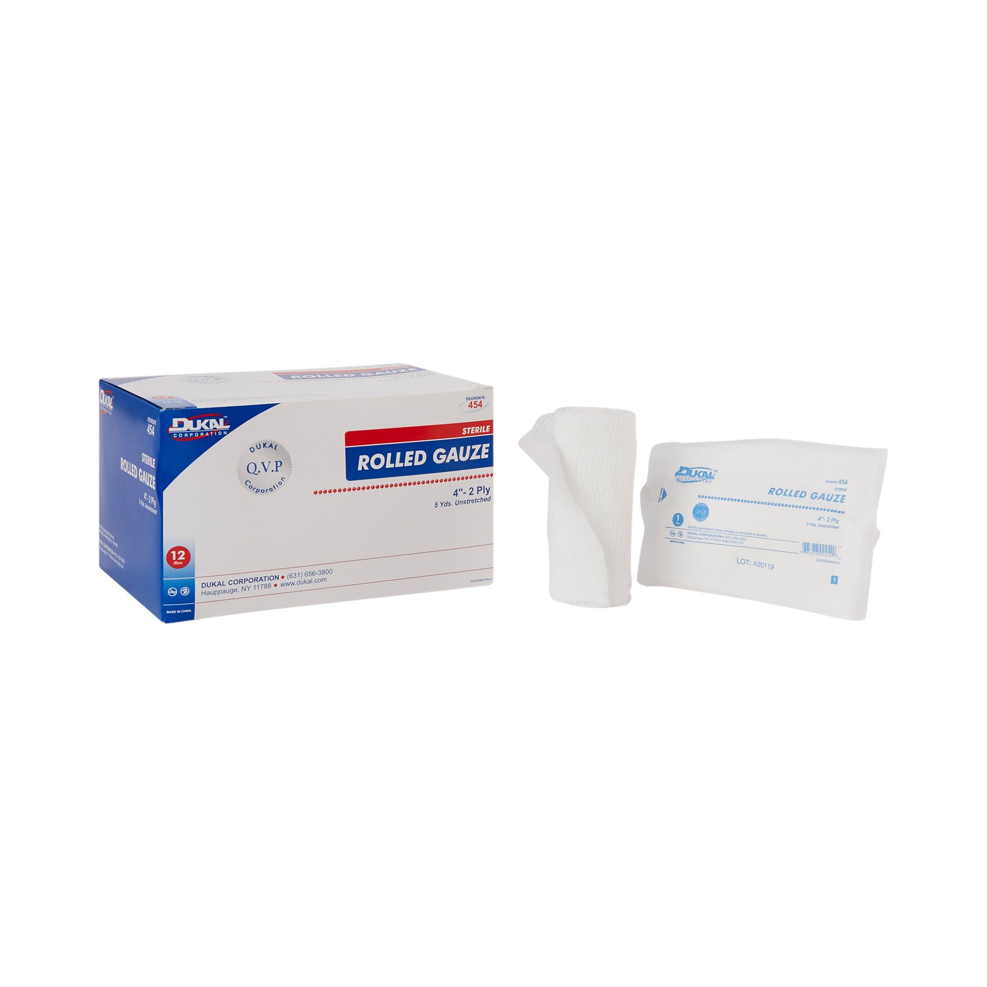 Dukal™ Sterile Fluff Bandage Roll, 4 Inch x 5 Yard, Two-Ply