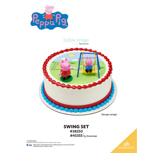 Peppa Pig™ Swing Set The Magic of Cakes® PhotoCake® Enhanced Round Background Page