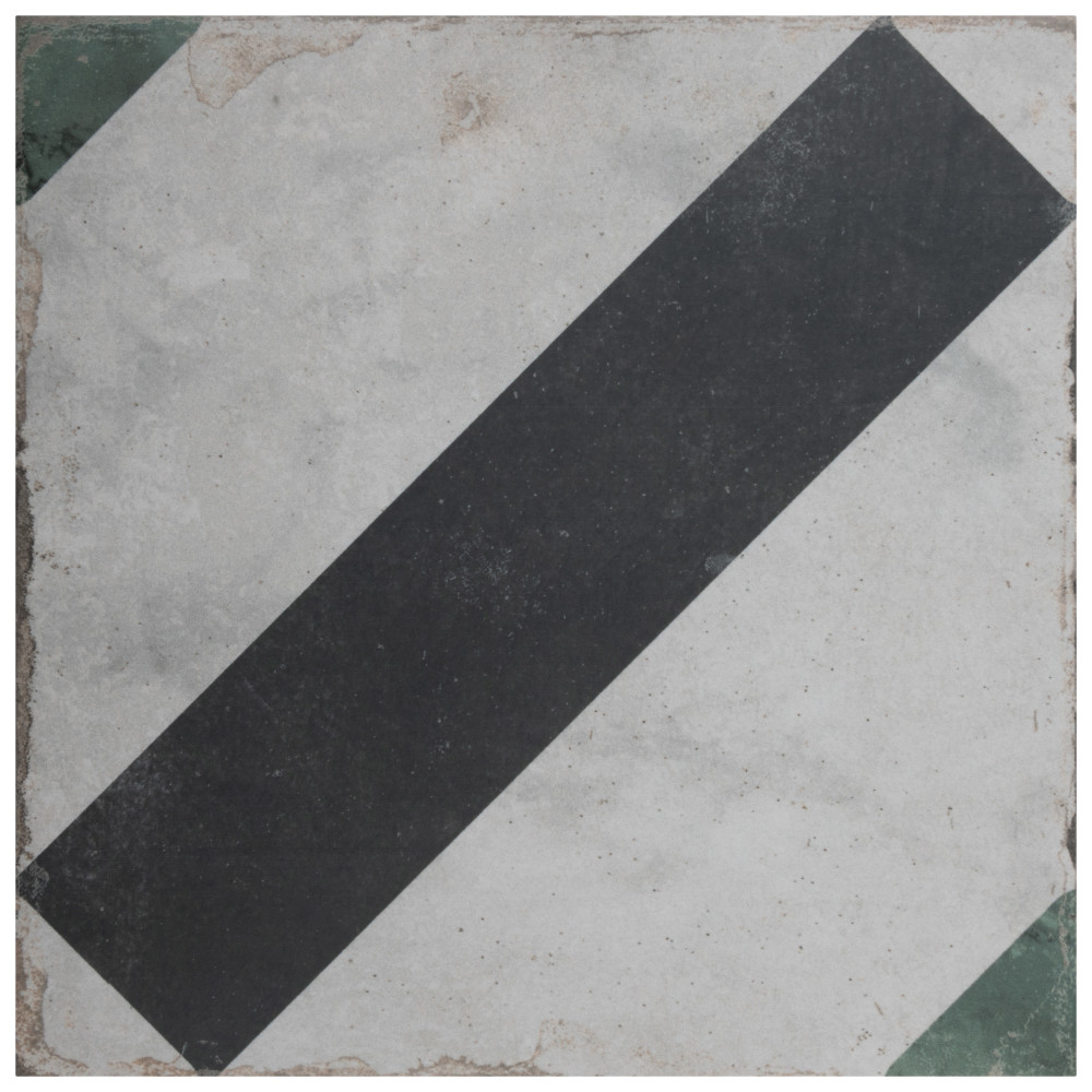 Renaissance Deco Emerald Frame 7-7/8 in. x 7-7/8 in. Porcelain Floor and Wall Tile