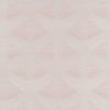 Pale pink woven textile with raised, repeating stylized leaf motifs, lying flat and showcasing texture and subtle sheen, close-up view with soft, even lighting.