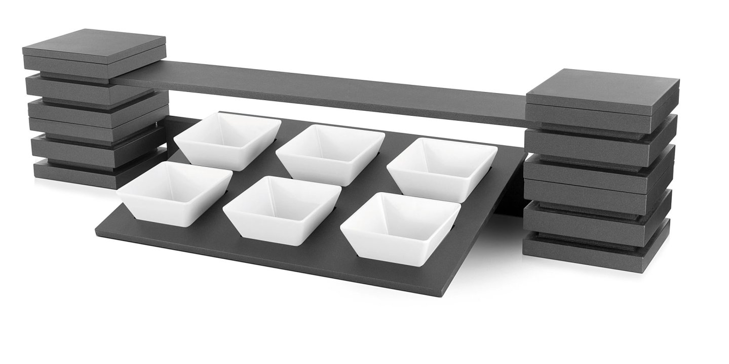Kit de presentación de dos niveles para 6 cuencos cuadrados CUBIC