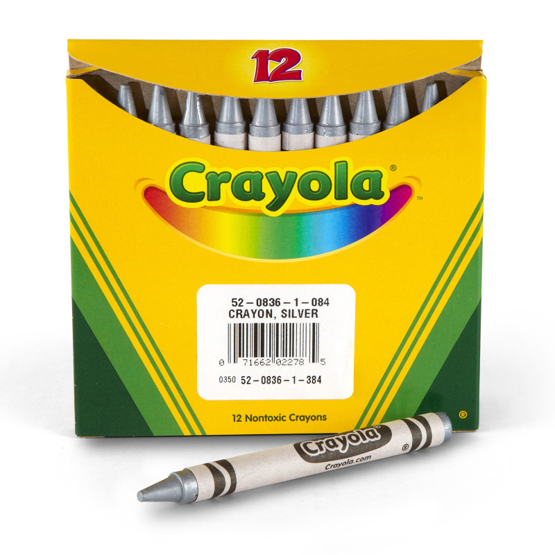 Bulk Crayons, Regular Size, Silver, 12 Count