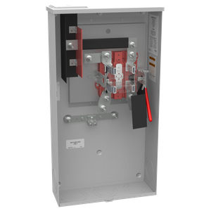 Meter Socket, Ringless, 320A, 600V, 1-Phase, 4-Jaw, OH/UG, Lever-Bypass, Surface-Mount, NEMA 3R, Large Closing Plate
