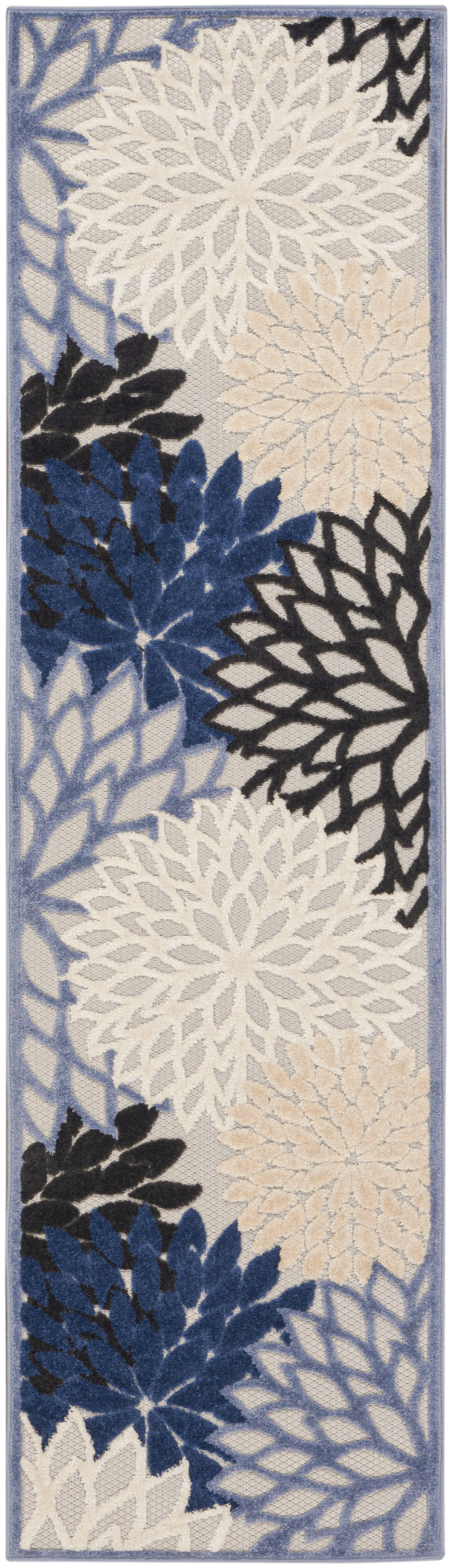 Nourison Aloha 2'3" x 8' Blue Multicolor Tropical Rug