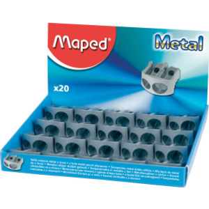 Classic 2 Hole Metal Pencil Sharpener, Display of 20