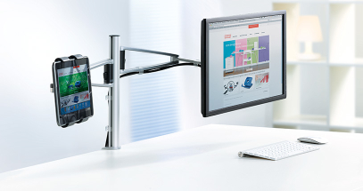 Elevate monitors and tablets to maximize usable space.
