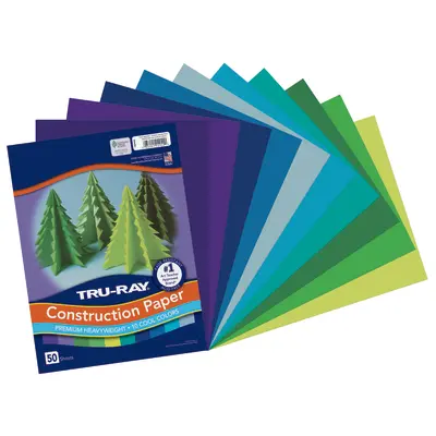 Tru-Ray Construction Paper, Cool Assortment,  9" x 12", 50 Sheets