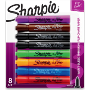 Flip Chart Markers, Bullet Tip, Assorted Colors, 8 Count