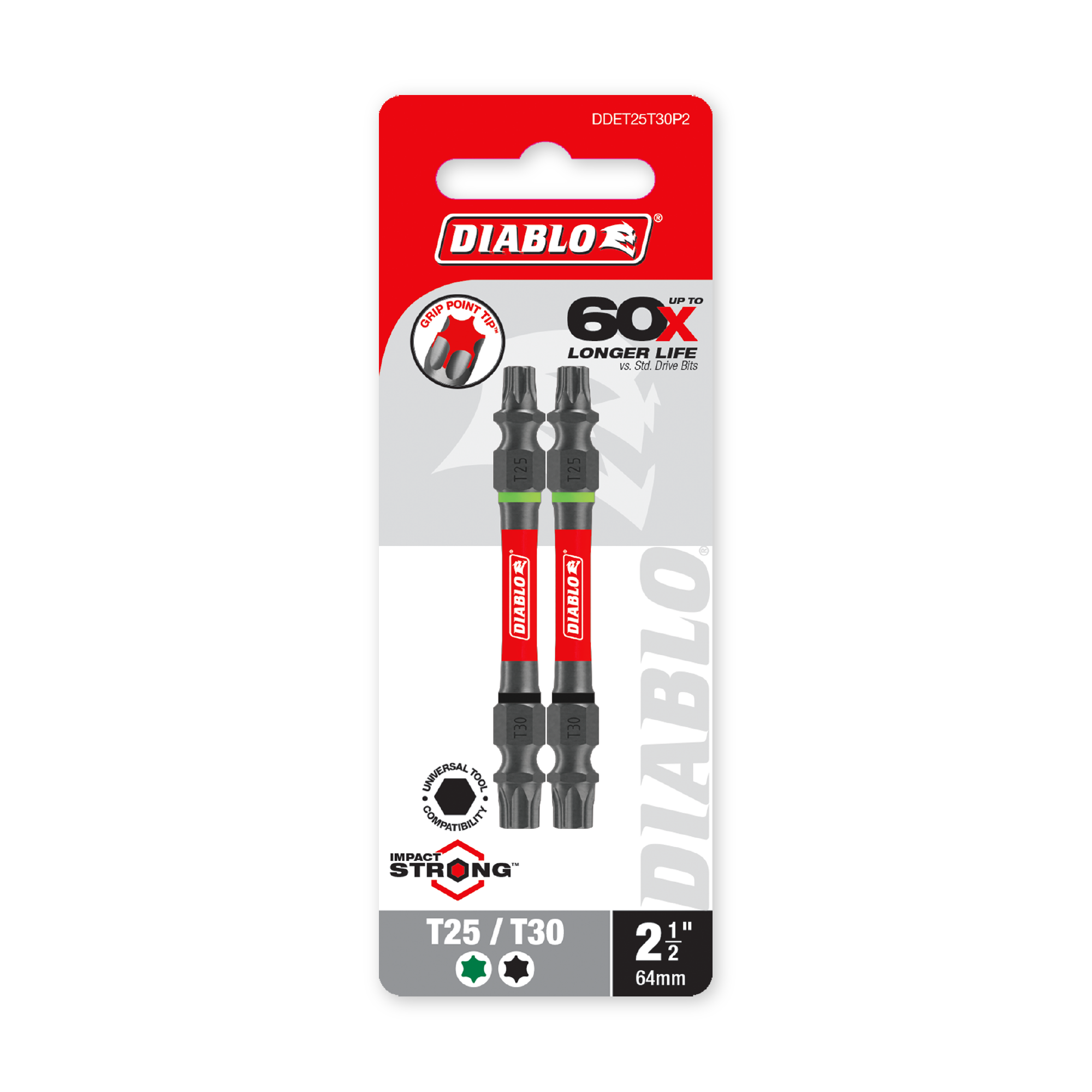Diablo 2-1/2 in. Double-Ended Torx T25/T30 Drive Bit in its retail packaging, ready for the job box or tool bag
