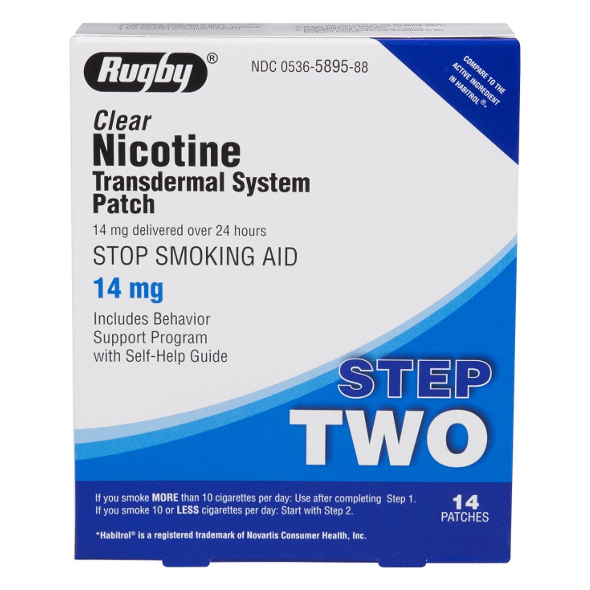 Rugby® Clear Nicotine Transdermal System Patch Stop Smoking Aid, 14 mg
