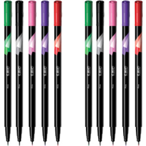 Intensity Fineliner Marker Pens, 0.4 mm Fine Tip, Assorted Colors, 5 Count, Pack of 2