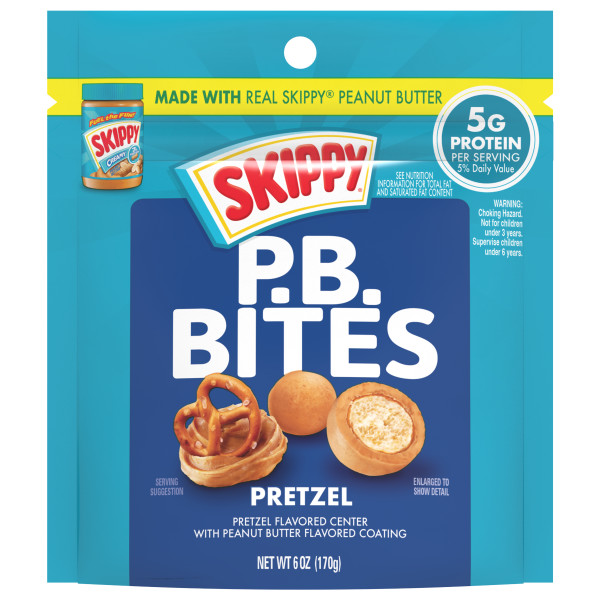 SKIPPY(r) P.B. Bites Pretzel, 6 oz  Pouch . C1N1 - Front No Plunge In Package (Hi Res)