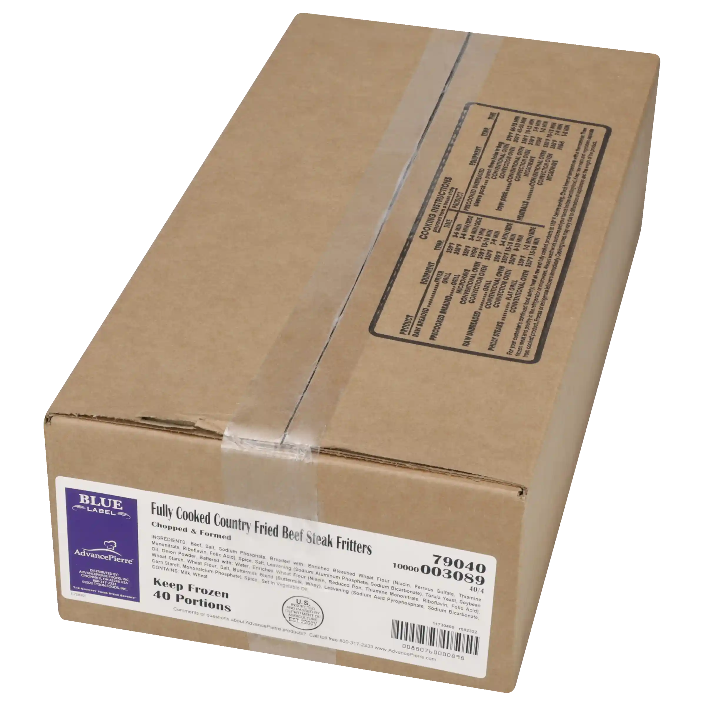 AdvancePierre™ Blue Label Fully Cooked Breaded Country Fried Beef Steak Fritters, 4 oz_image_5