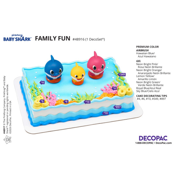 Baby Shark Family Fun Cake Decorating Instruction Card