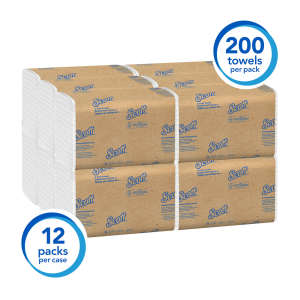 KIM01510, Kimberly Clark, Scott Essential, Folded Towel, C-Fold, 1 ply, White