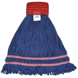 Hillyard, Antimicrobial, Large, Looped-End, 5" Headband, Blend, Blue, Wet Mop