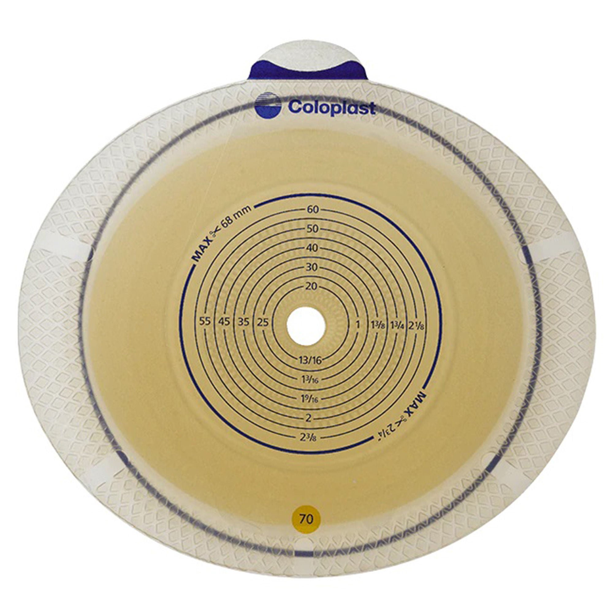 SenSura® Flex Flat Ostomy Barrier, Trim to fit 10 – 68 mm Stoma Opening, Yellow
