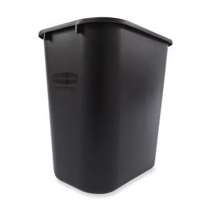 Rubbermaid Commercial, 7 gal, Resin, Black, Rectangle, Receptacle