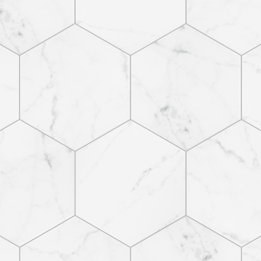 Classico Carrara Hexagon 7 in. x 8 in. Porcelain Floor and Wall Tile