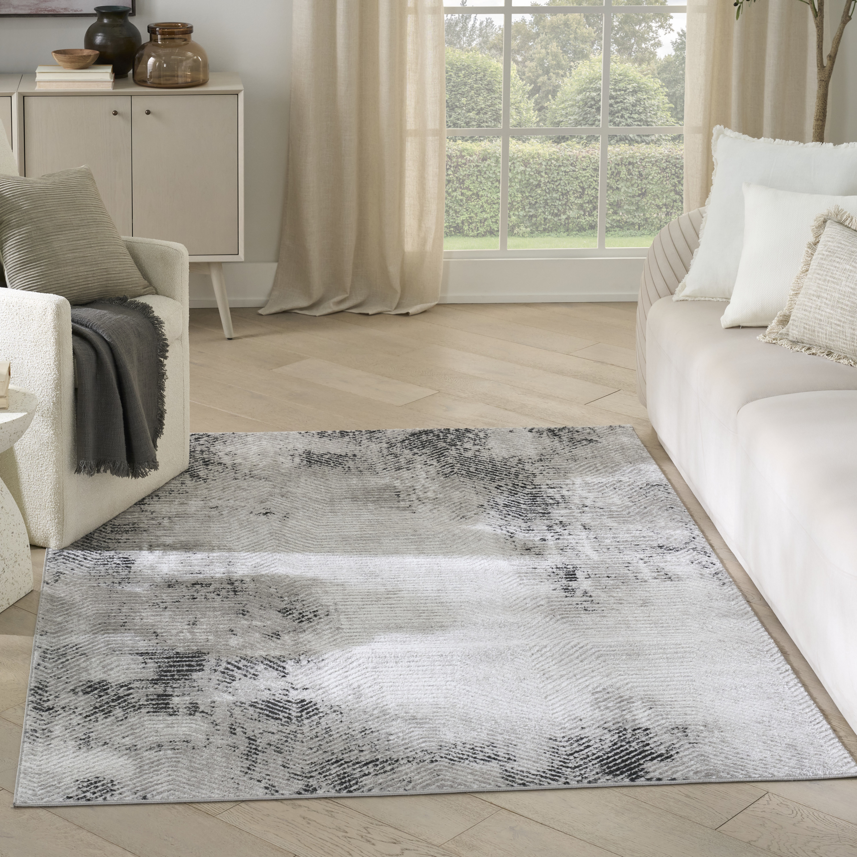 Nourison Dekor 5'3" x 7' Grey Charcoal Modern Indoor Rug