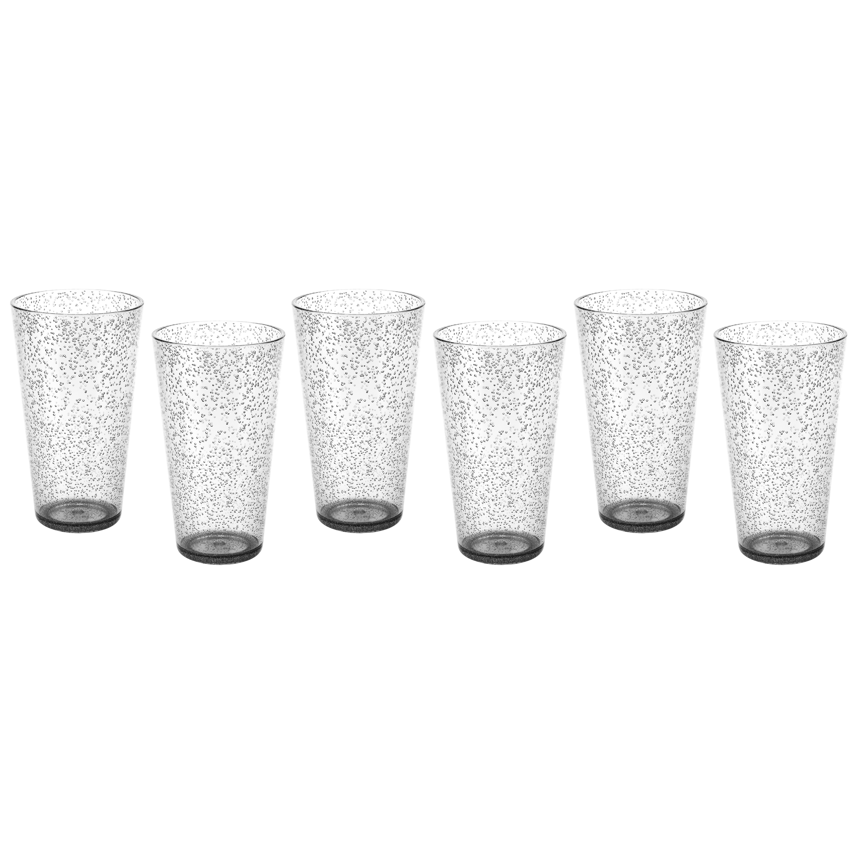 Spritz 23 ounce Highball Glass, Black, 6-piece set