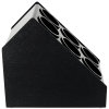 Six-compartment countertop flatware organizer with removable black perforated cylinders