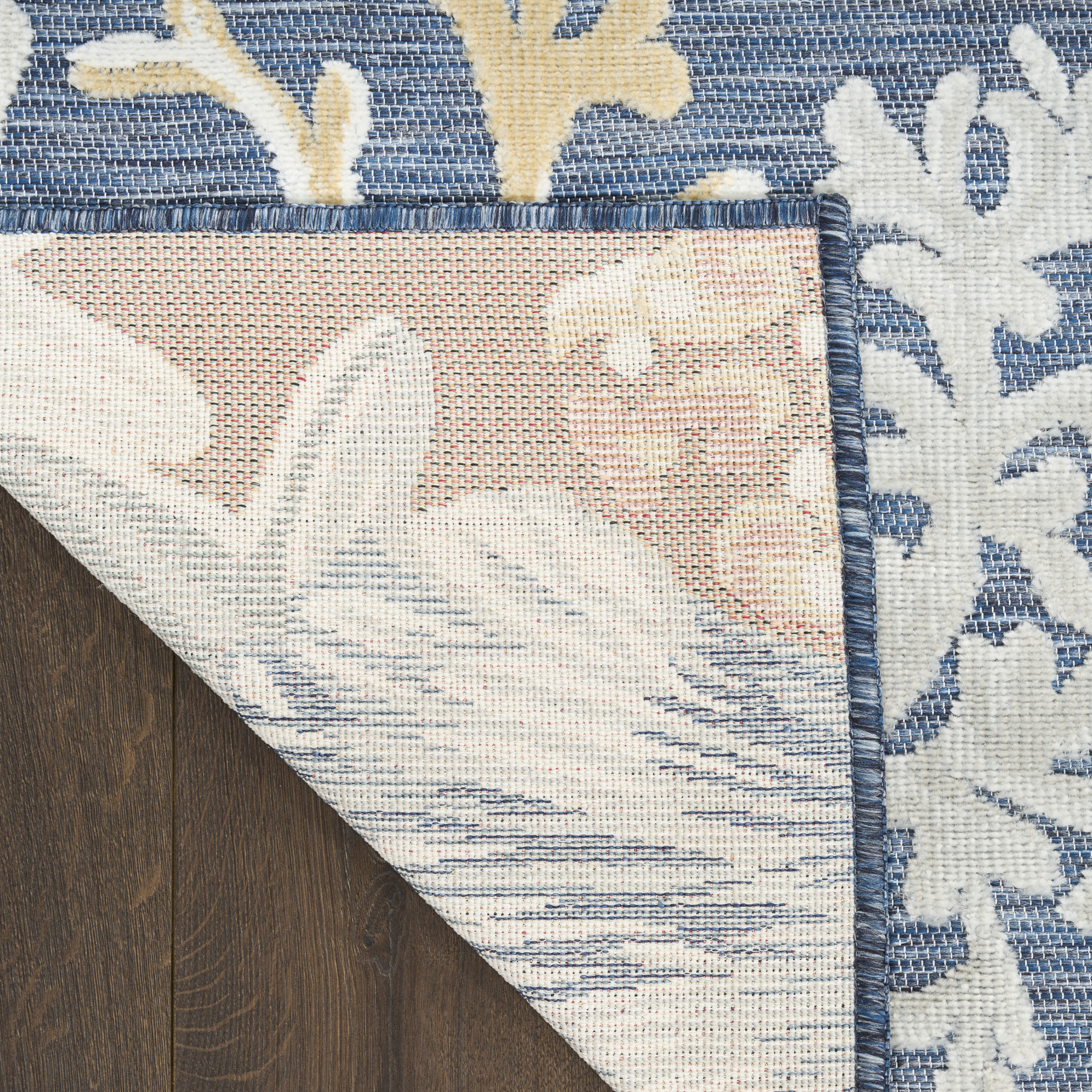 Nourison Suncoast 2' x 6' Denim Multicolor Coastal, Nautical & Beach Rug