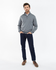Loyton Merino Half Zip Sweatshirt Grey Marl