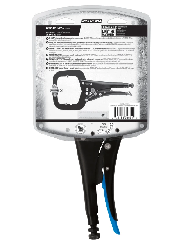 107-12 12-inch C-Clamp Locking Pliers w/ Swivel Pads