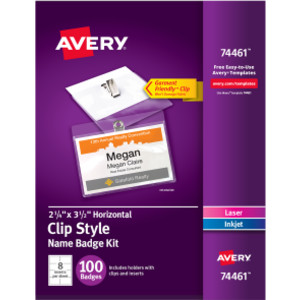 Clip Style Name Badge Holders, 2-1/4" x 3-1/2", 100 Pack