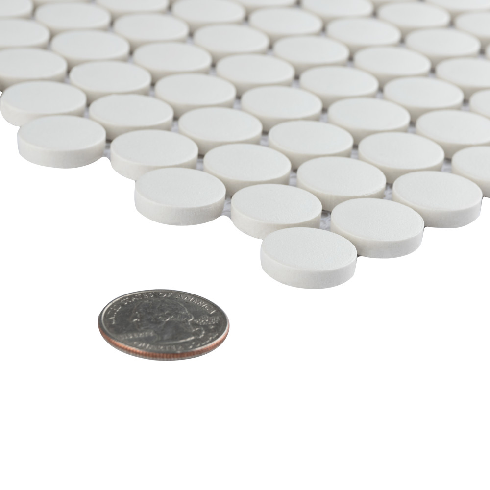 Gotham Penny Round White 9-3/4 in. x 11-1/2 in. Porcelain Mosaic Tile