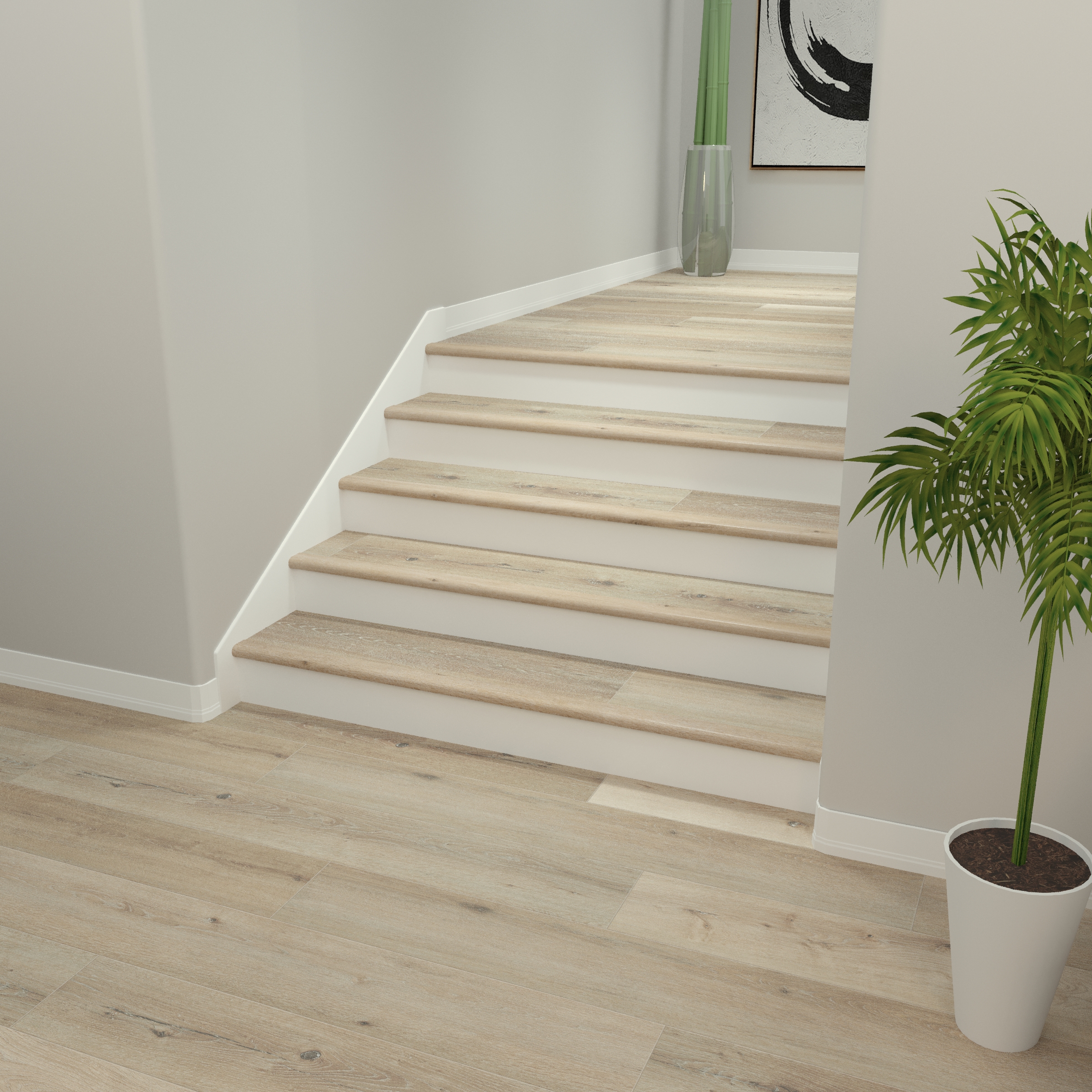 Natural Elm Cali Vinyl Stair Nosing Overlap Windansea view 2