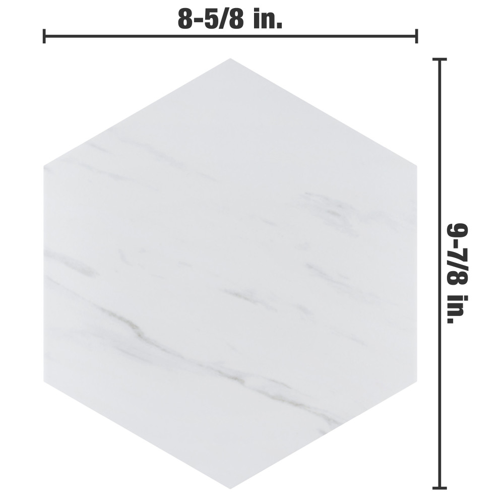 Eterno Hex Carrara 8-5/8 in. x 9-7/8 in. Porcelain Floor and Wall Tile