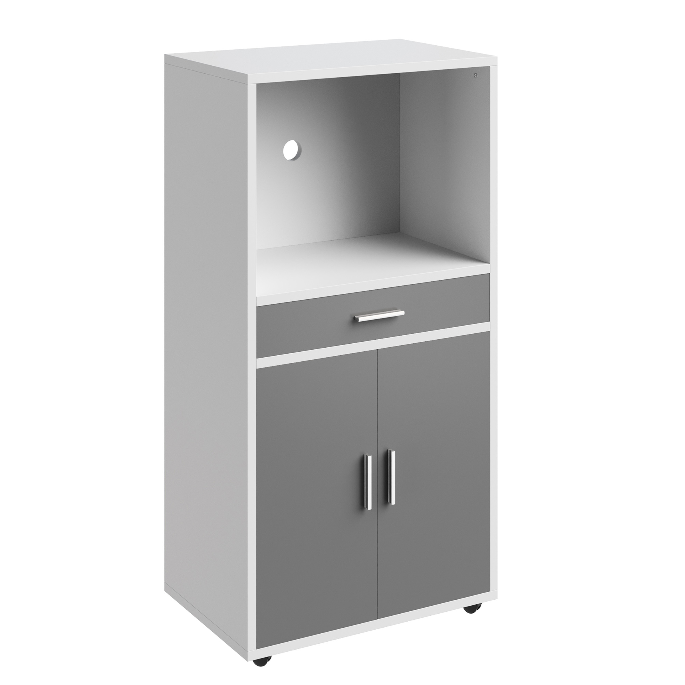 Microwave Stand with Storage Rolling Cabinet Shelf with Doors Freestanding