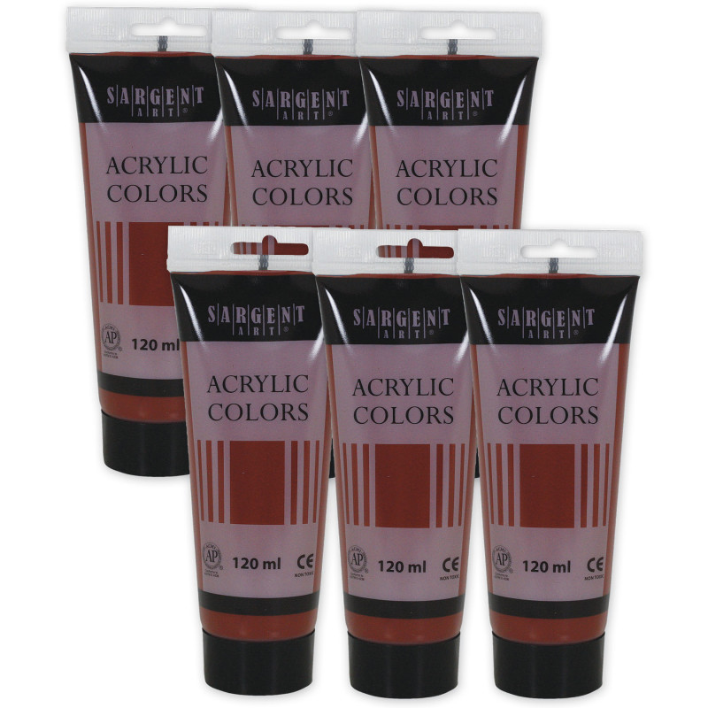 Acrylic Paint Tube, 120 ml, Venetian Red, Pack of 6