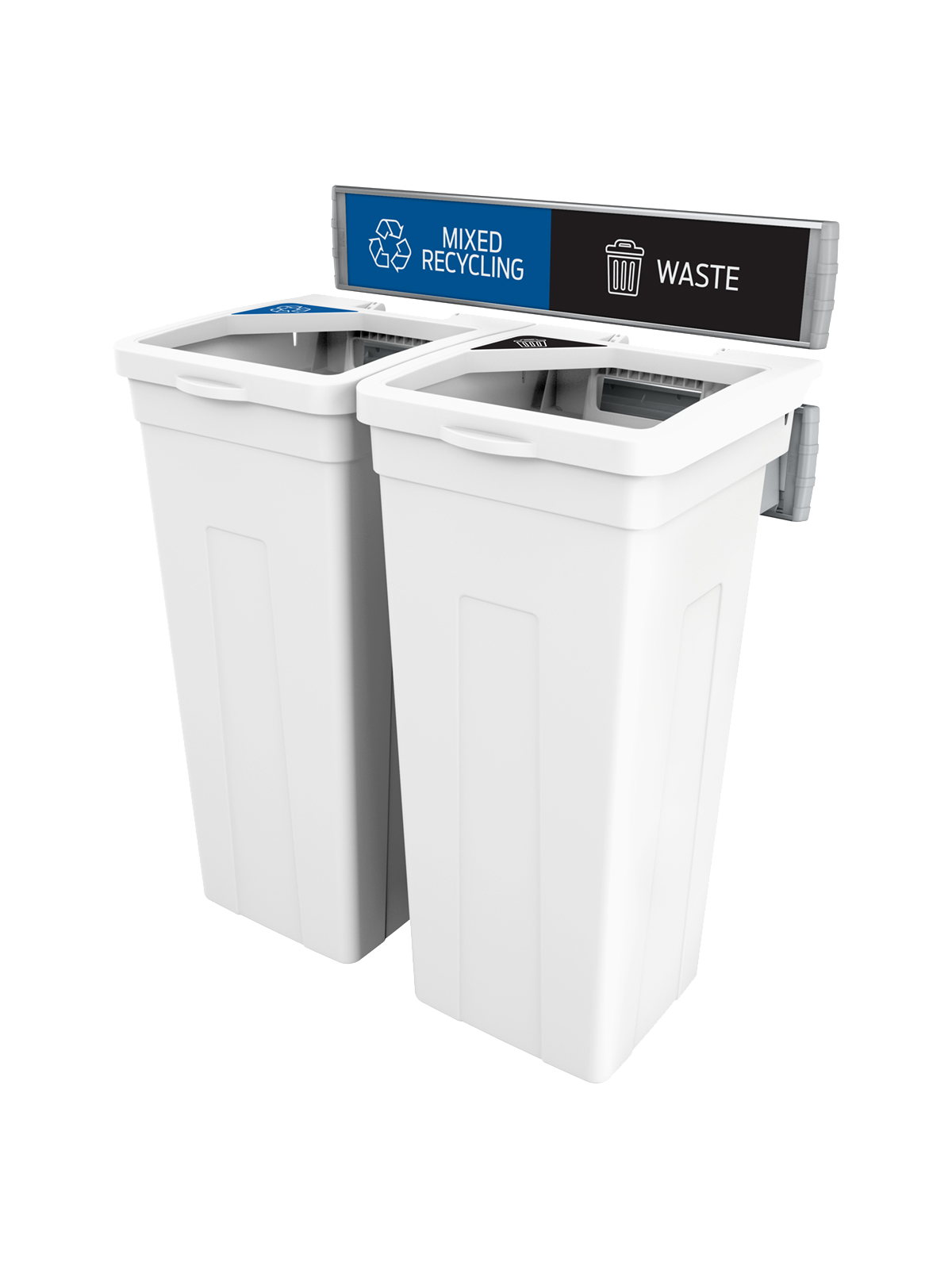 RISE – Double – Kit – Mixed Recycling-Waste – Full-Full – White-White