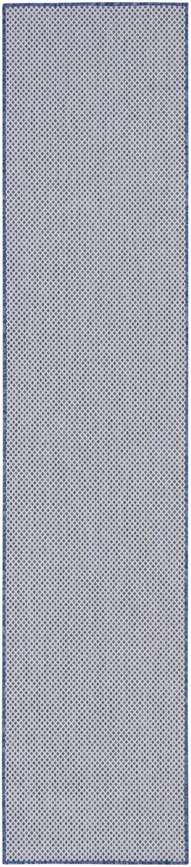 Nourison Courtyard 2' x 6' Ivory Blue Modern Rug