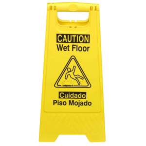 Impact, English/Spanish, "Caution", Wet Floor Sign, Yellow, 25"