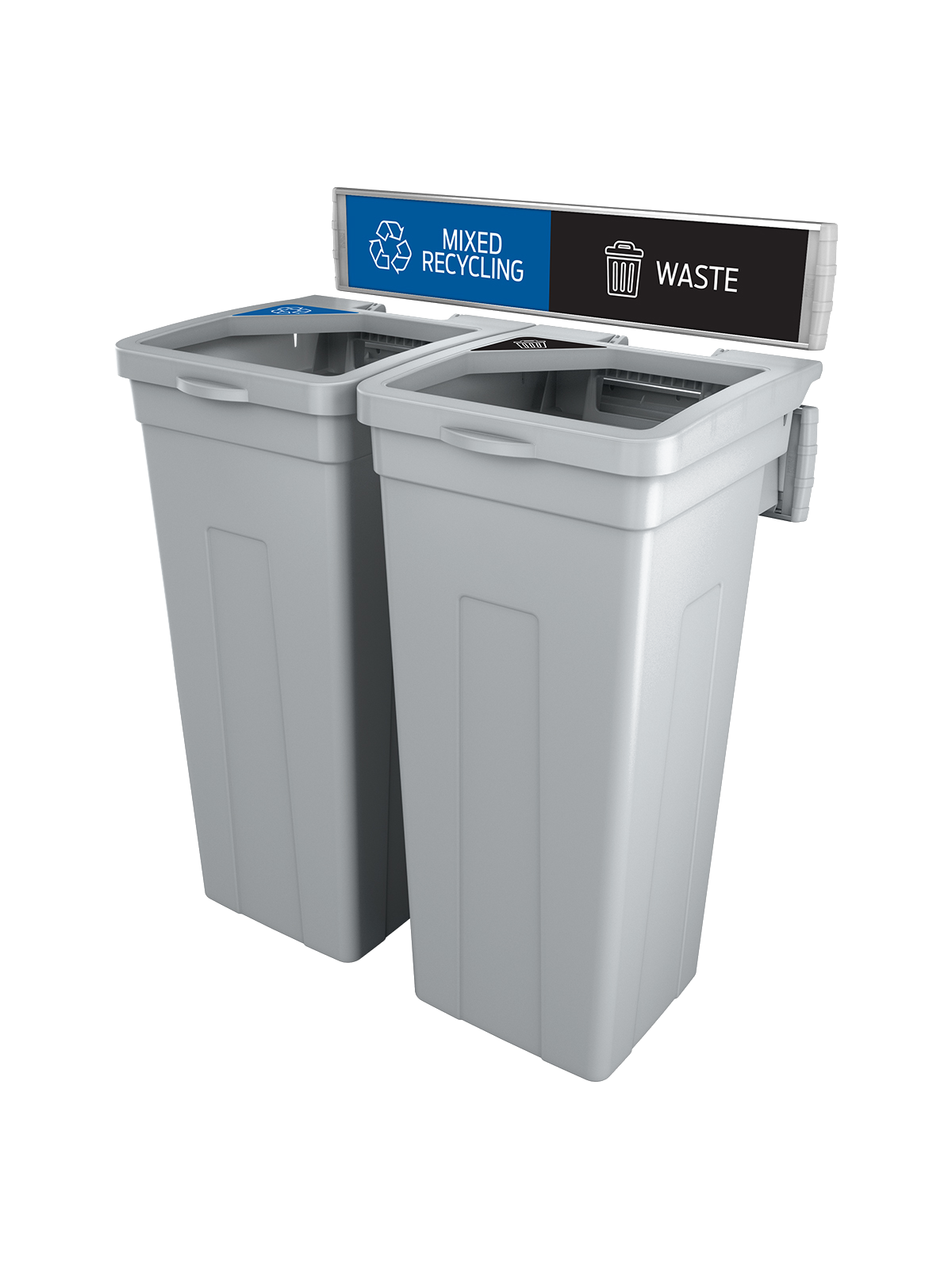 RISE – Double – Kit – Mixed Recycling-Waste – Full-Full – Grey-Grey