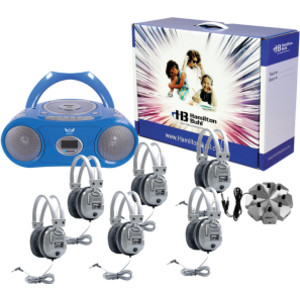 Bluetooth Listening Center, 6 Person Classroom Audio System, Boombox with Headphones & Jackbox
