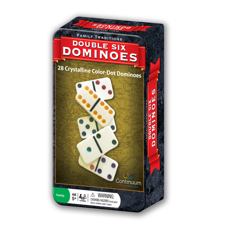 Double 6 Dominoes Set in Tin, 28 Jumbo Dominoes