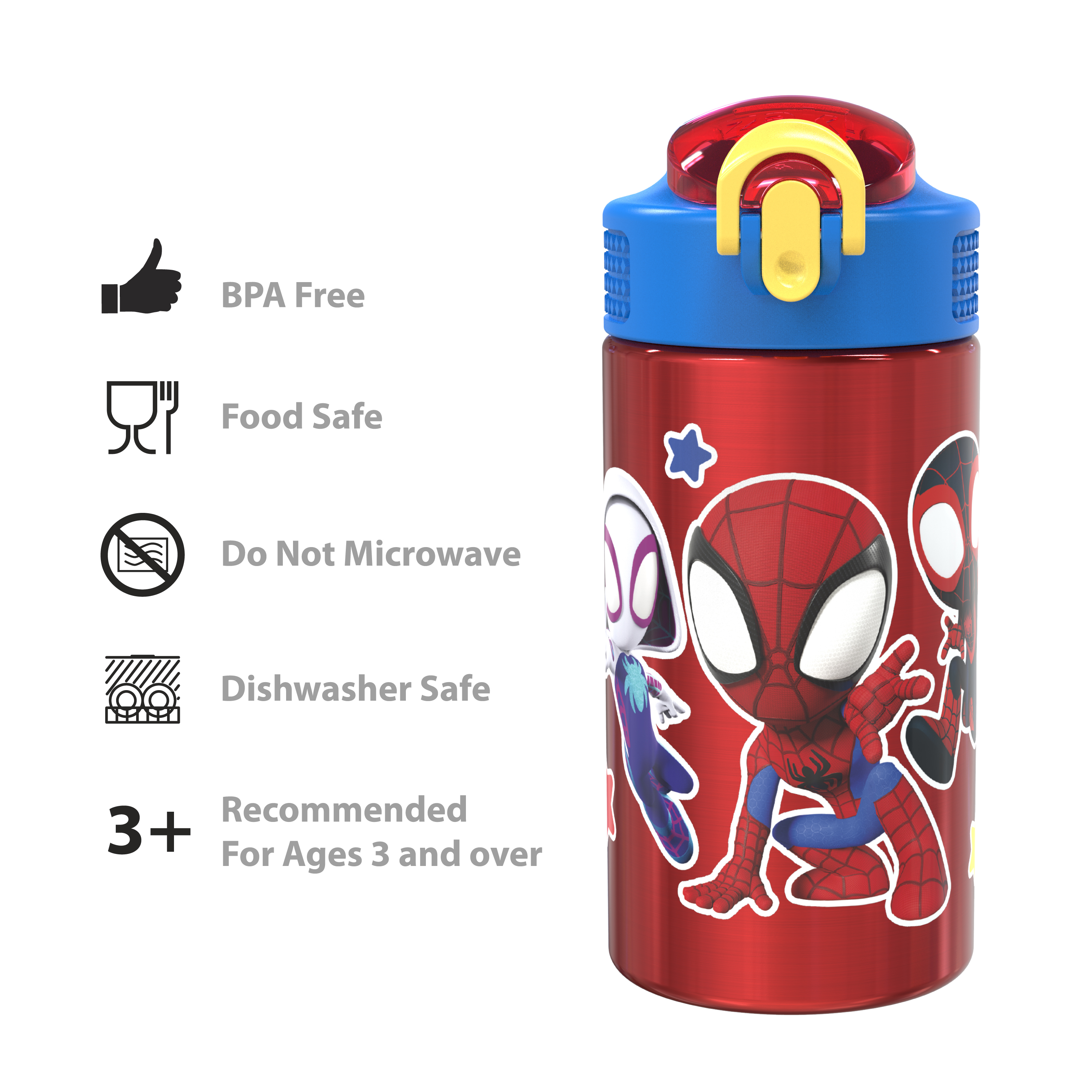 Spider-Man and His Amazing Friends 15.5 ounce Stainless Steel Water Bottle with Built-in Carrying Loop, Spider-Friends slideshow image 8