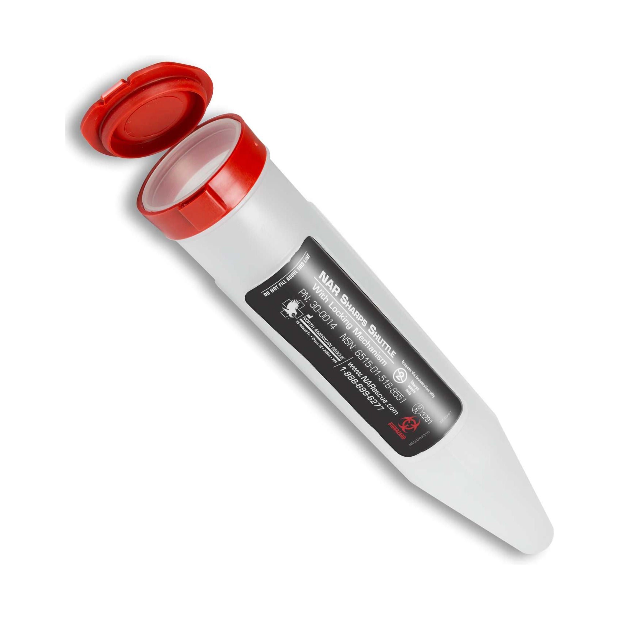 North American Rescue Pocket Shuttle Sharps Container, 1-1/4 x 6-1/2 Inch