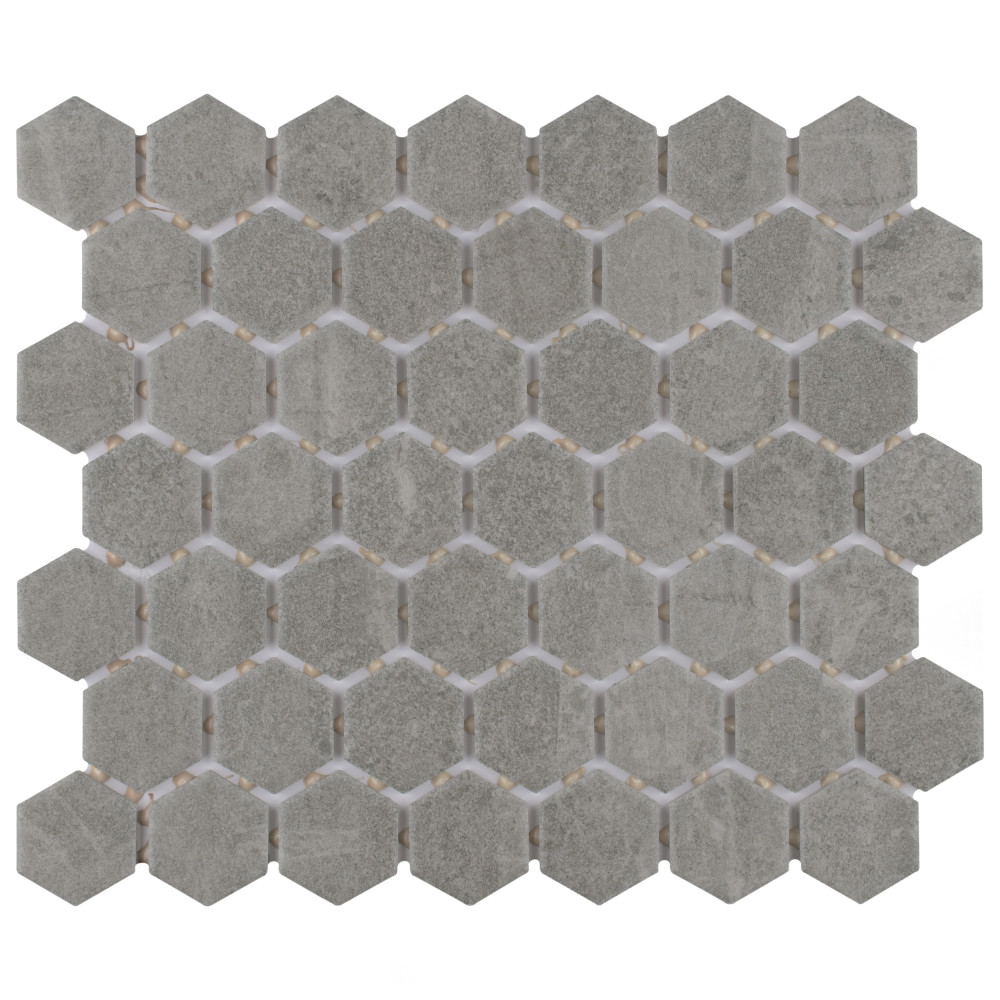 Liverpool Hex Light Grey 10 in. x 11-3/8 in. Ceramic Mosaic Tile