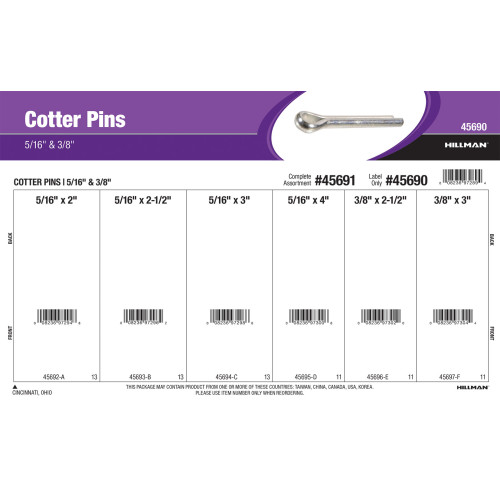 Zinc Cotter Pins Assortment (5/16