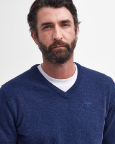 Essential V-Neck Jumper Deep Blue