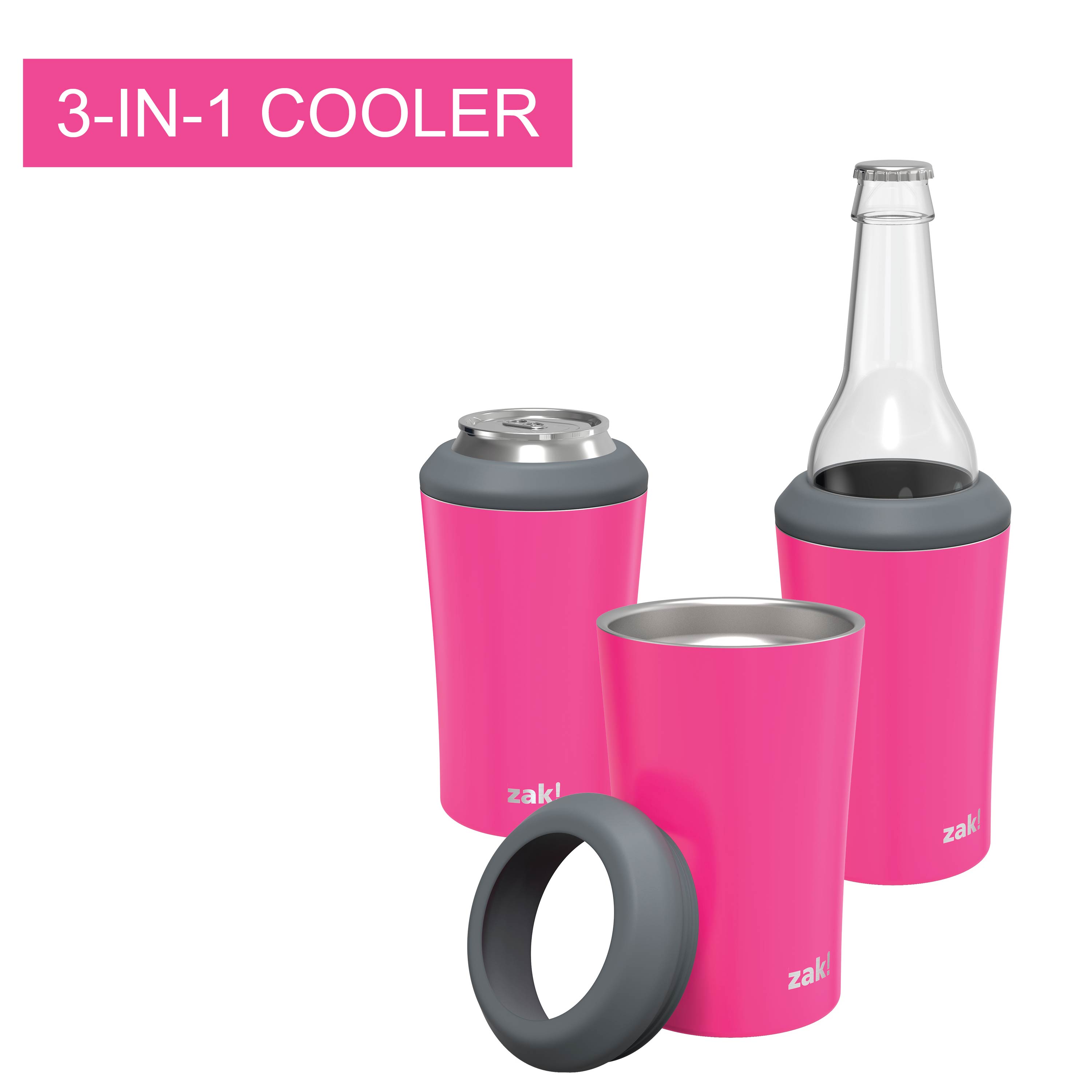 Zak Hydration 12 ounce Double Wall Stainless Steel Can and Bottle Cooler with Vacuum Insulation, Raspberry slideshow image 7 Zak Hydration 12 ounce Double Wall Stainless Steel Can and Bottle Cooler with Vacuum Insulation, Raspberry slideshow image 7